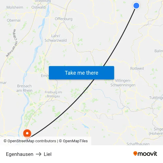 Egenhausen to Liel map