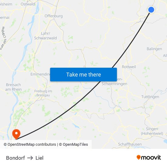 Bondorf to Liel map