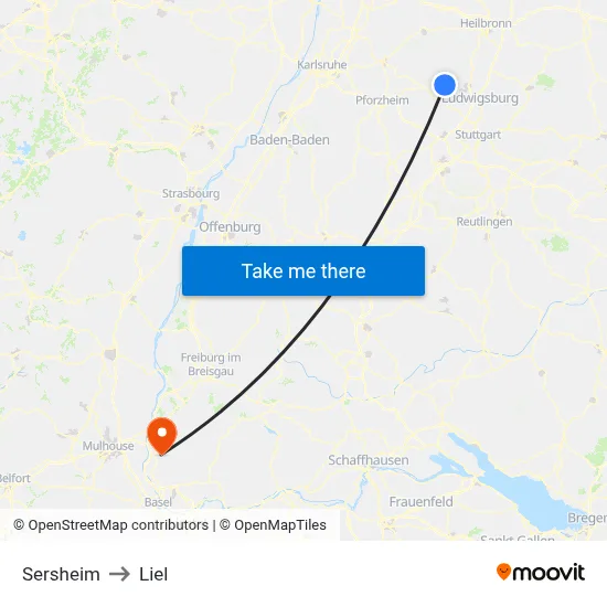 Sersheim to Liel map