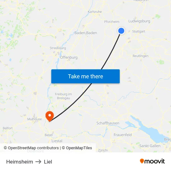 Heimsheim to Liel map
