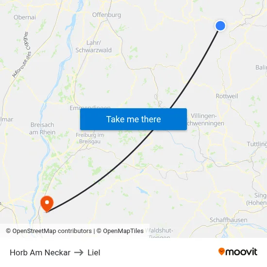 Horb Am Neckar to Liel map