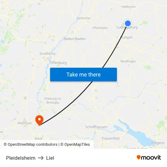 Pleidelsheim to Liel map