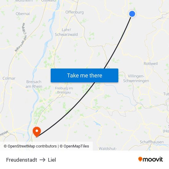 Freudenstadt to Liel map