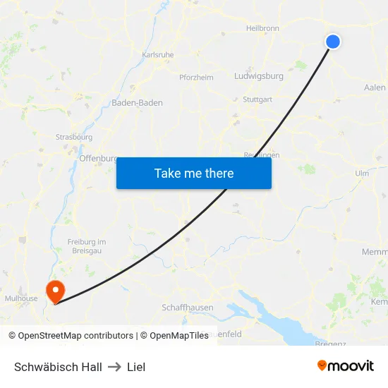 Schwäbisch Hall to Liel map