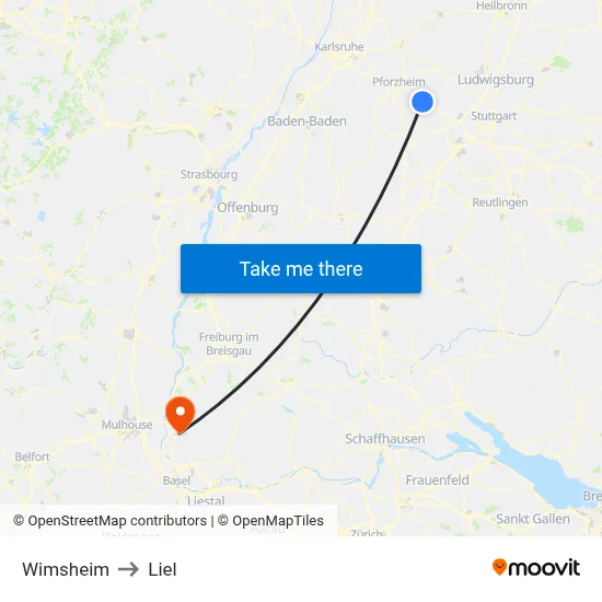 Wimsheim to Liel map
