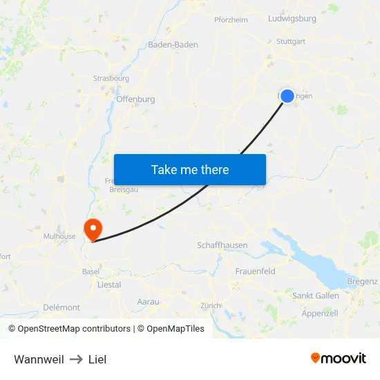 Wannweil to Liel map