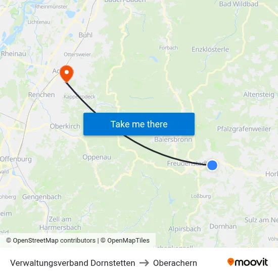 Verwaltungsverband Dornstetten to Oberachern map