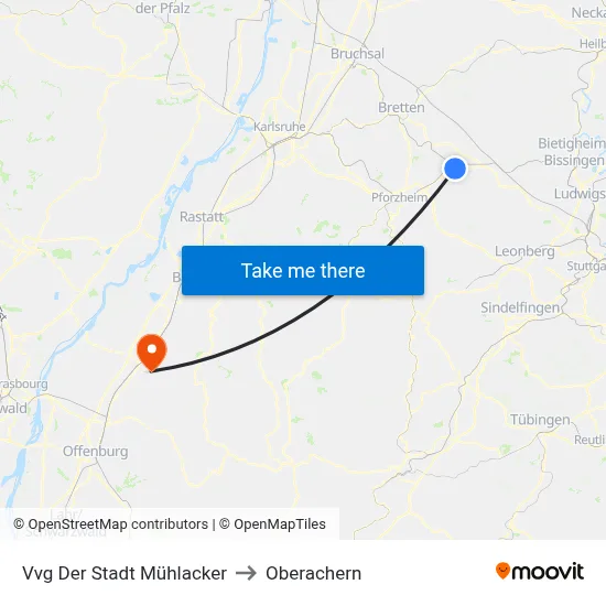 Vvg Der Stadt Mühlacker to Oberachern map