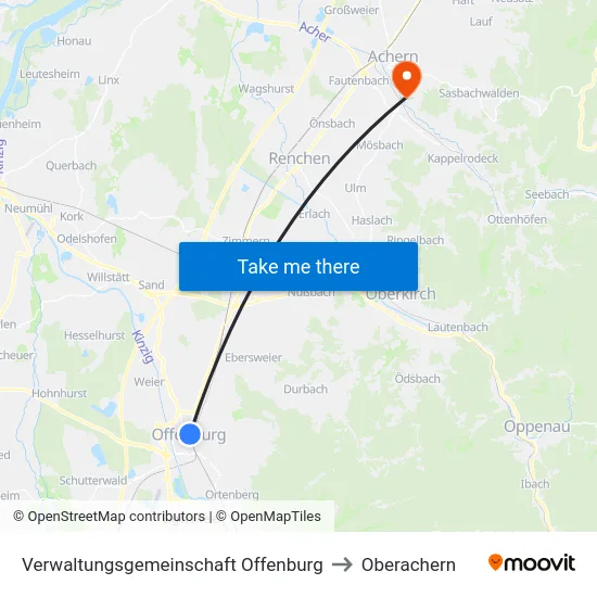 Verwaltungsgemeinschaft Offenburg to Oberachern map