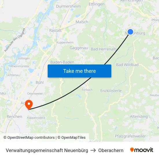 Verwaltungsgemeinschaft Neuenbürg to Oberachern map