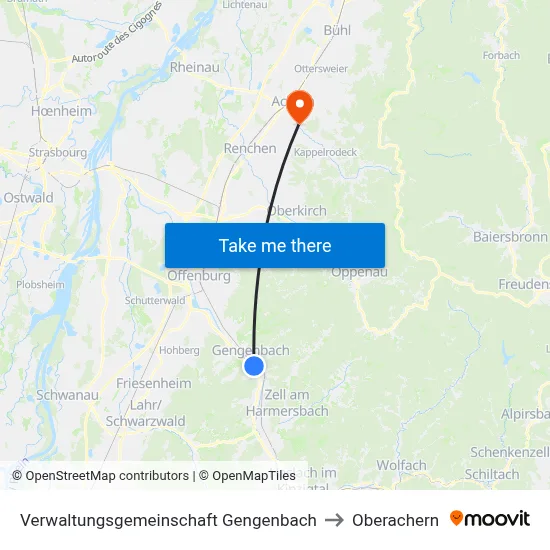 Verwaltungsgemeinschaft Gengenbach to Oberachern map