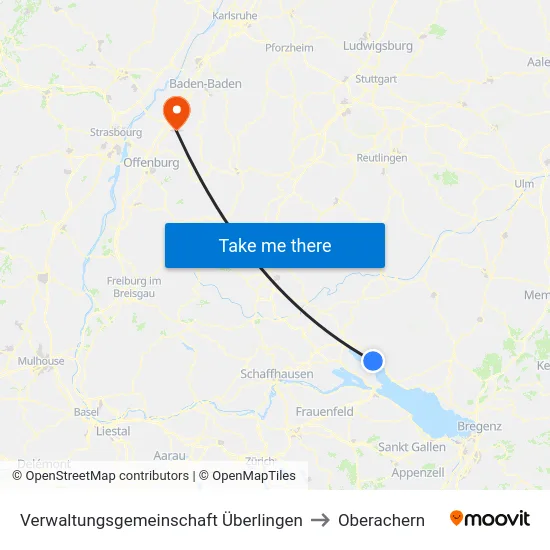 Verwaltungsgemeinschaft Überlingen to Oberachern map