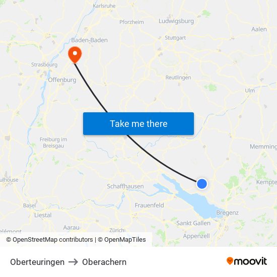 Oberteuringen to Oberachern map