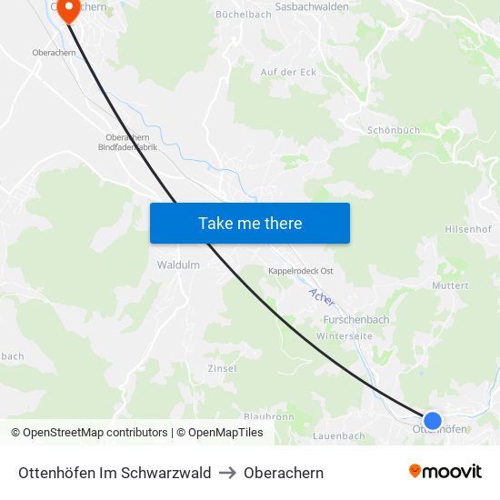 Ottenhöfen Im Schwarzwald to Oberachern map