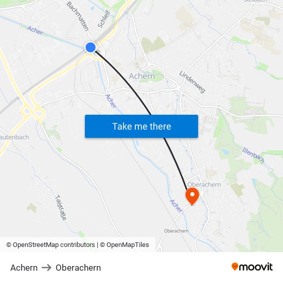 Achern to Oberachern map