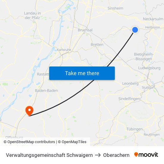 Verwaltungsgemeinschaft Schwaigern to Oberachern map