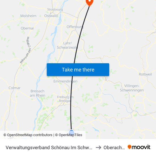 Verwaltungsverband Schönau Im Schwarzwald to Oberachern map