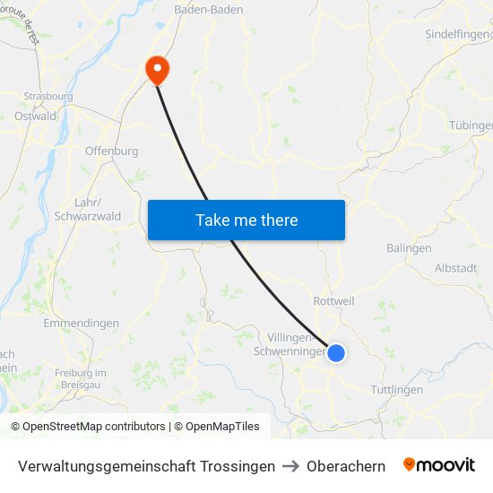 Verwaltungsgemeinschaft Trossingen to Oberachern map