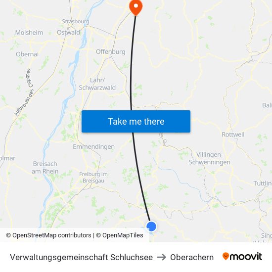 Verwaltungsgemeinschaft Schluchsee to Oberachern map