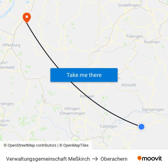 Verwaltungsgemeinschaft Meßkirch to Oberachern map