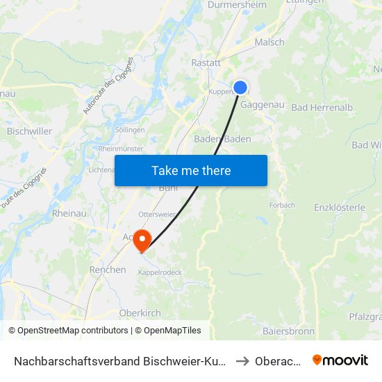 Nachbarschaftsverband Bischweier-Kuppenheim to Oberachern map