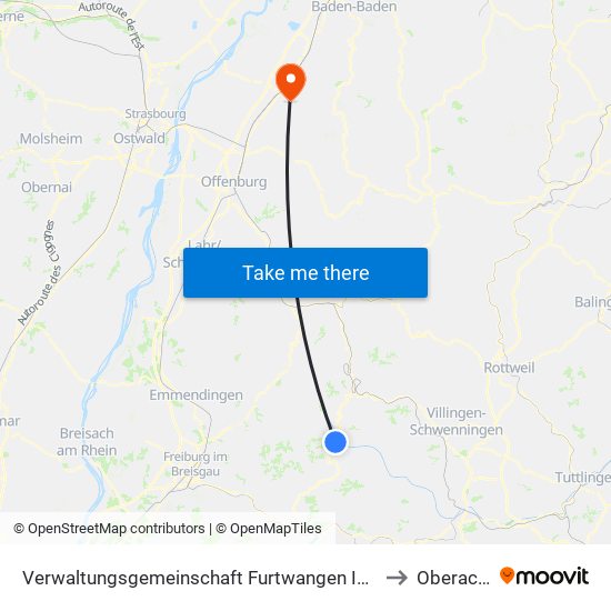 Verwaltungsgemeinschaft Furtwangen Im Schwarzwald to Oberachern map