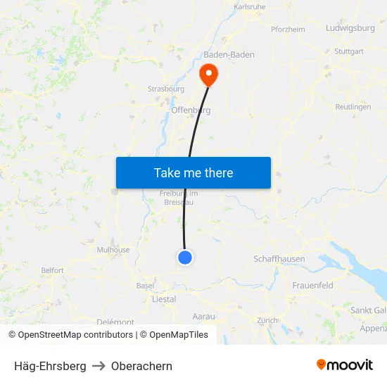 Häg-Ehrsberg to Oberachern map
