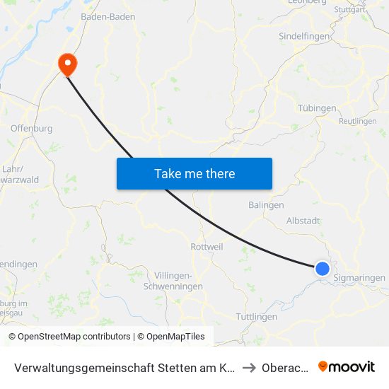 Verwaltungsgemeinschaft Stetten am Kalten Markt to Oberachern map