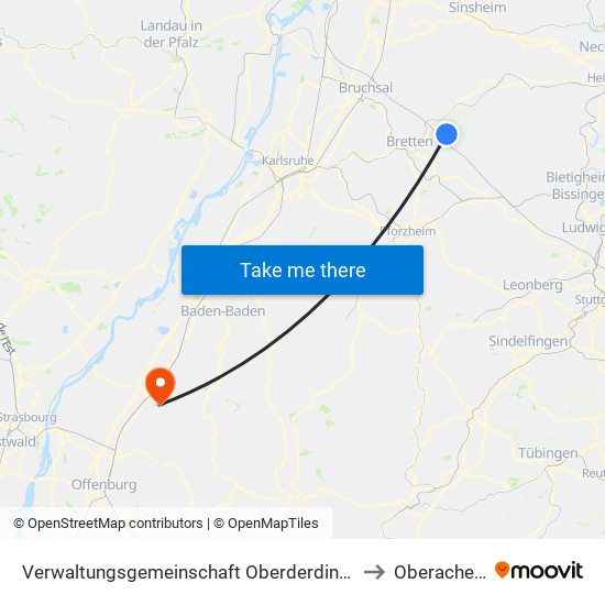 Verwaltungsgemeinschaft Oberderdingen to Oberachern map