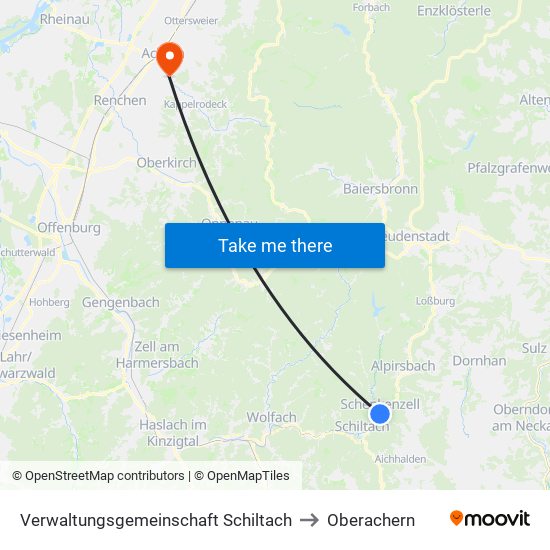 Verwaltungsgemeinschaft Schiltach to Oberachern map