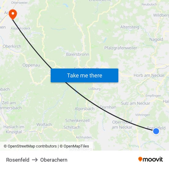 Rosenfeld to Oberachern map