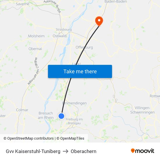 Gvv Kaiserstuhl-Tuniberg to Oberachern map