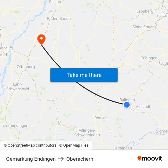 Gemarkung Endingen to Oberachern map