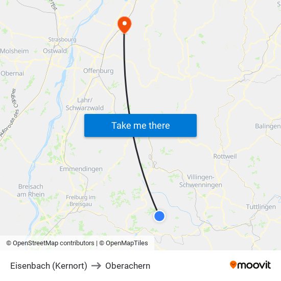 Eisenbach (Kernort) to Oberachern map