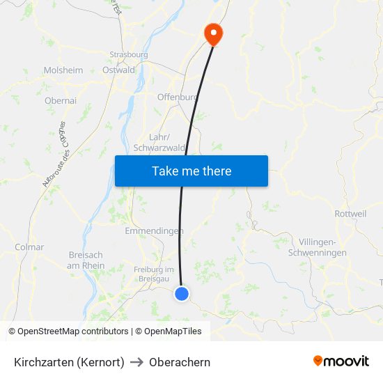 Kirchzarten (Kernort) to Oberachern map