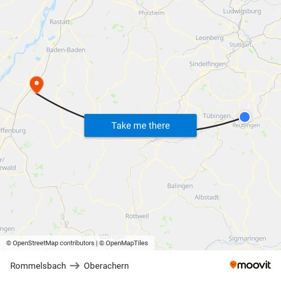 Rommelsbach to Oberachern map