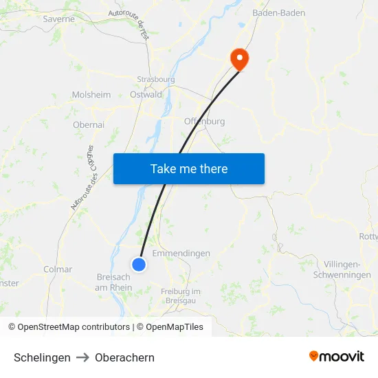 Schelingen to Oberachern map