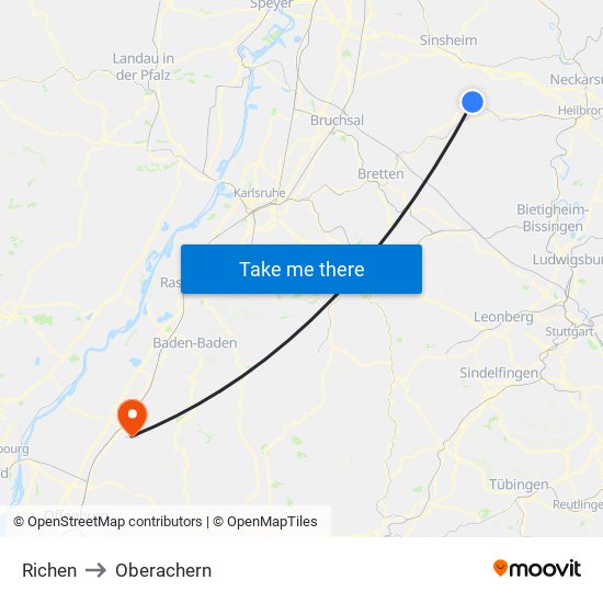 Richen to Oberachern map