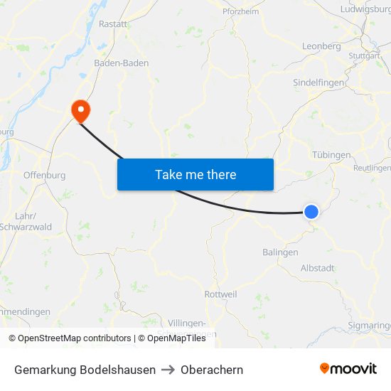 Gemarkung Bodelshausen to Oberachern map