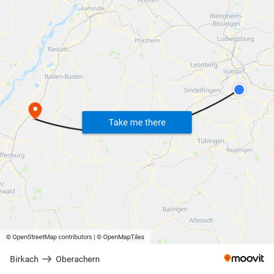 Birkach to Oberachern map