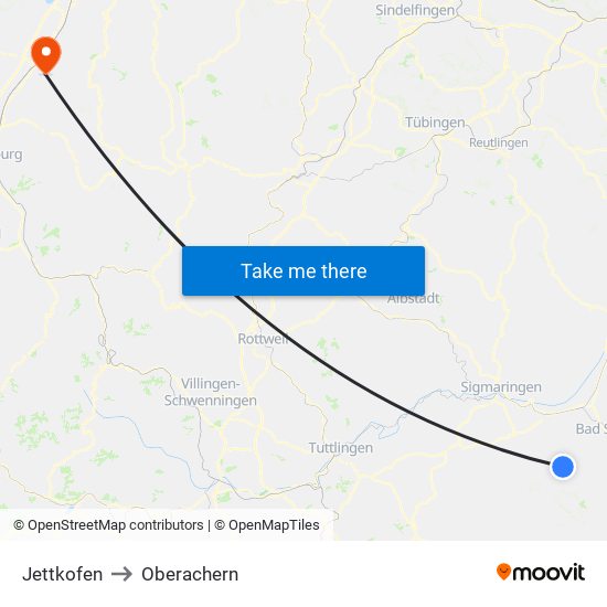Jettkofen to Oberachern map