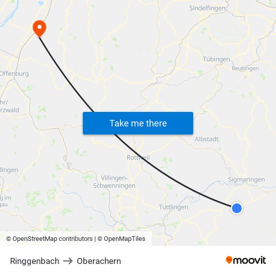 Ringgenbach to Oberachern map