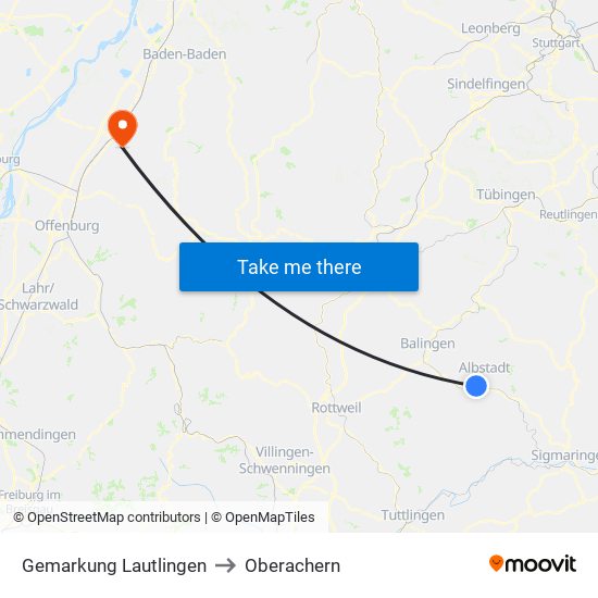 Gemarkung Lautlingen to Oberachern map