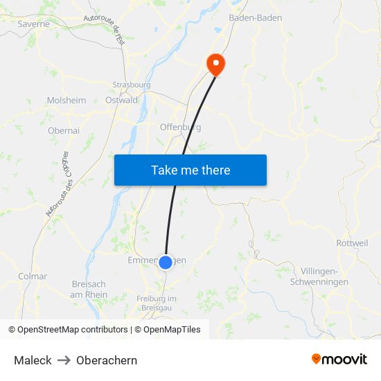 Maleck to Oberachern map