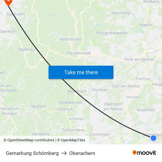 Gemarkung Schömberg to Oberachern map