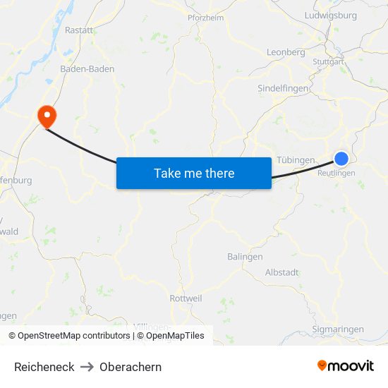 Reicheneck to Oberachern map