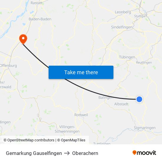 Gemarkung Gauselfingen to Oberachern map