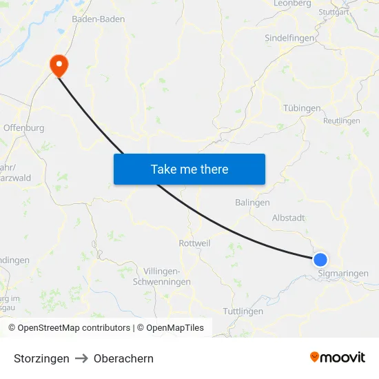 Storzingen to Oberachern map