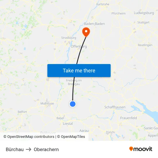 Bürchau to Oberachern map