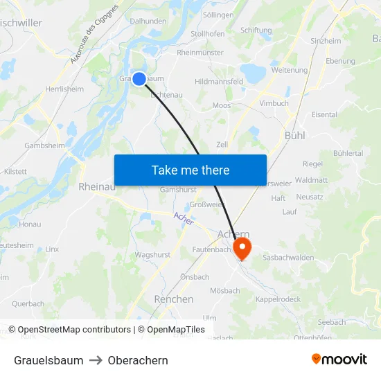 Grauelsbaum to Oberachern map